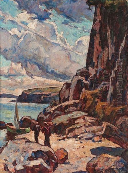 Ashore By The Cliffs Oil Painting by Ernest Townsend