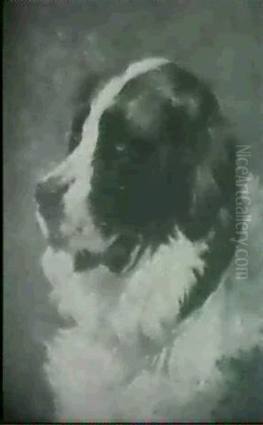 The Patient Friend / Portrait                               Of A St. Bernard Oil Painting by Frances B. Townsend