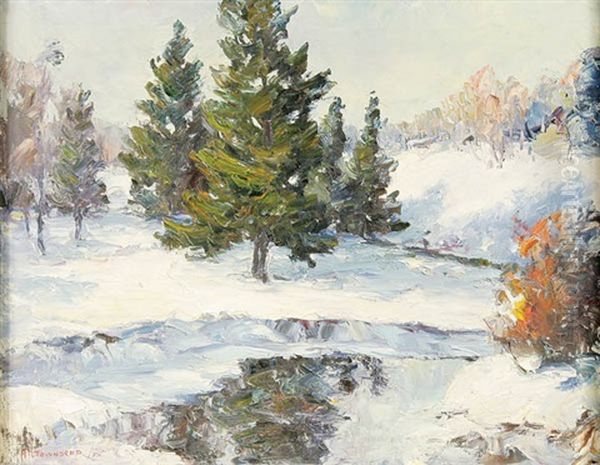 Winter Landscape Oil Painting by Harry Everett Townsend