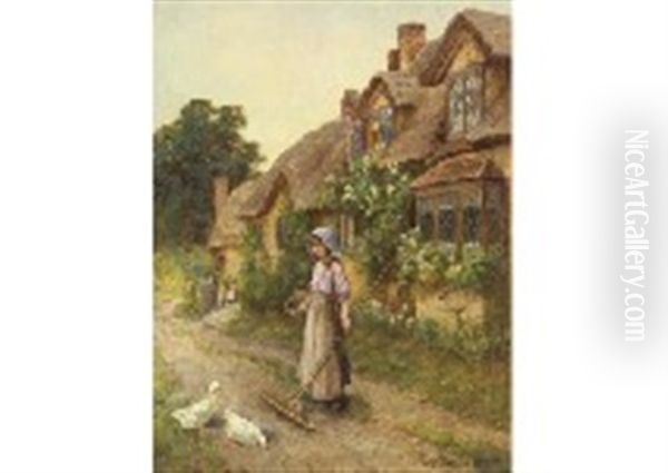 House At The Countryside Oil Painting by James Townshend