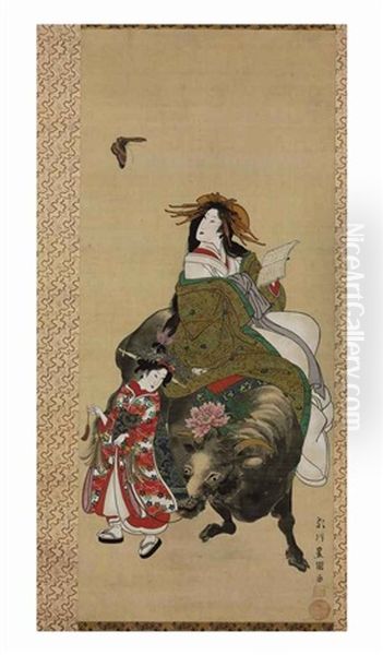 Courtesan As Botanka Shohaku Oil Painting by Utagawa Toyokuni (Toyokuni I)