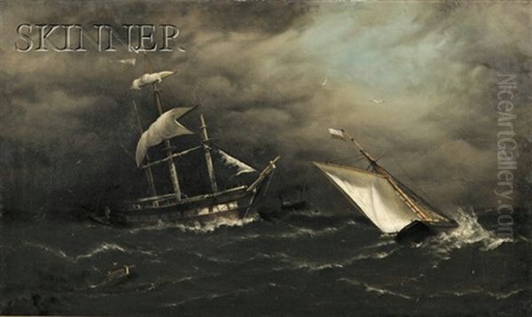 Ships Caught In A Squall Oil Painting by Henry Edward Spernon Tozer