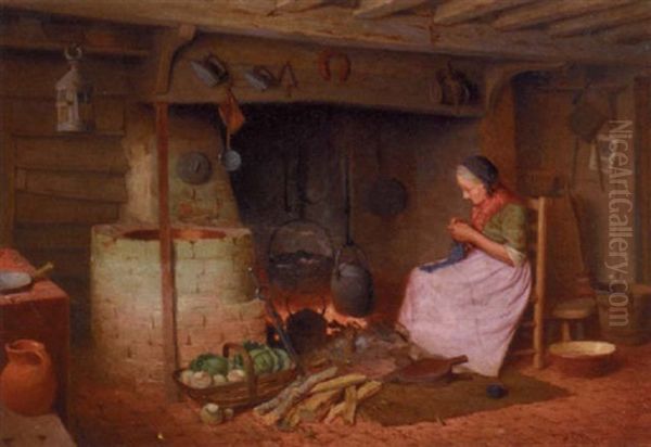 By The Fire Oil Painting by Henry Edward Spernon Tozer