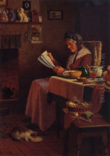 The Morning News Oil Painting by Henry Edward Spernon Tozer