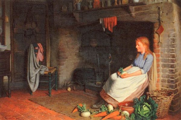 Preparing Vegetables Oil Painting by Henry Edward Spernon Tozer