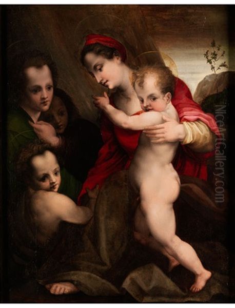 Madonna Mit Kind Und Engeln Oil Painting by Bartolommeo Traballesi