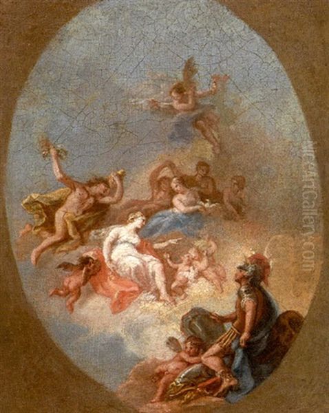 Mars Recu Dans Les Cieux Par Venus Et Mercure Oil Painting by Giulio (Giuliano) Traballesi