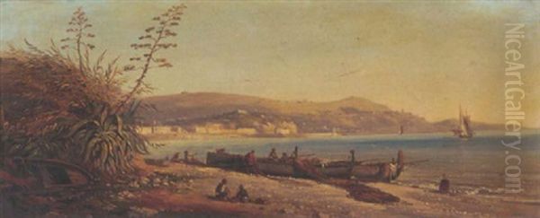 Vue De La Baie De Nice Oil Painting by Dominique Trachel