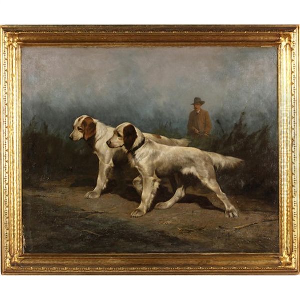 Two Setters On Point Oil Painting by John Martin Tracy