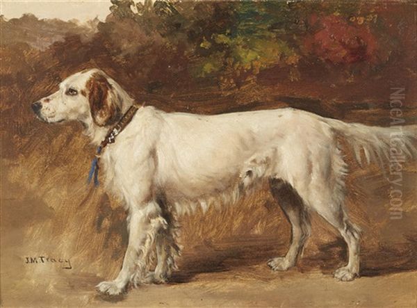 Leicester, An English Setter Oil Painting by John Martin Tracy