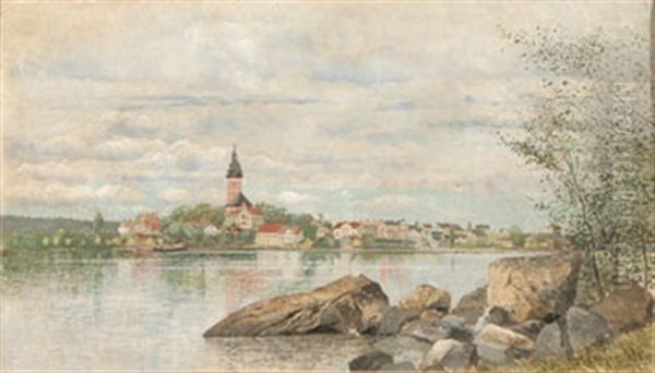 Vy Mot Strangnas Oil Painting by Hjalmar Trafvenfeldt