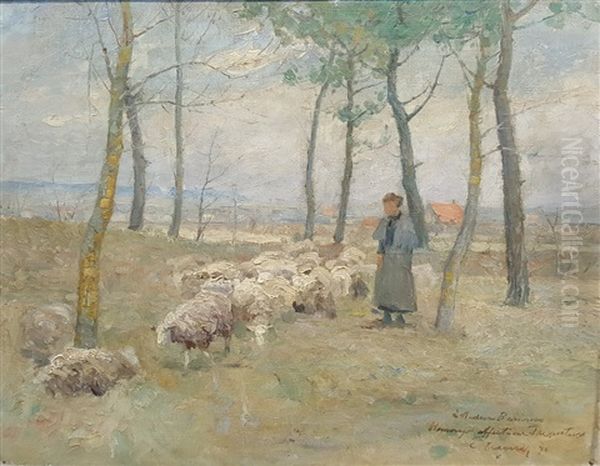 Sheep Oil Painting by Carl Ludwig Traegardh