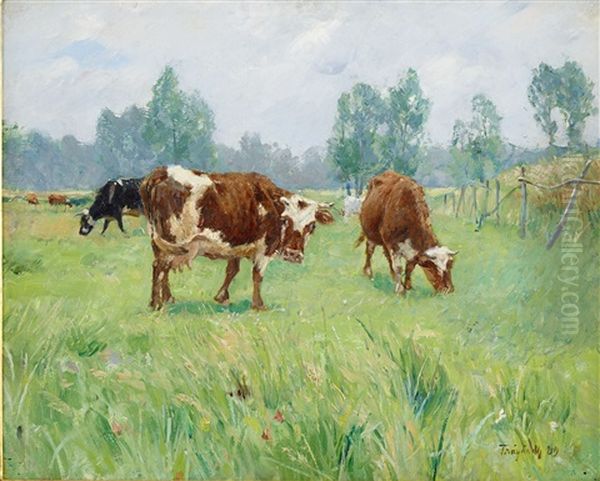 Landskap Med Betande Kor by Carl Ludwig Traegardh