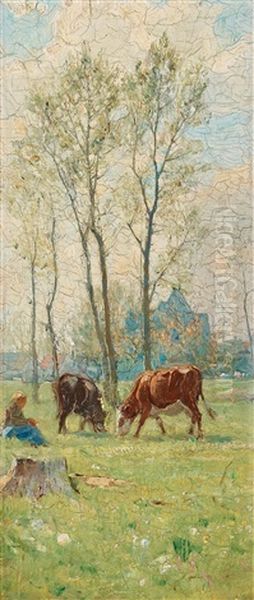 Spring Landscape From Grez Oil Painting by Carl Ludwig Traegardh