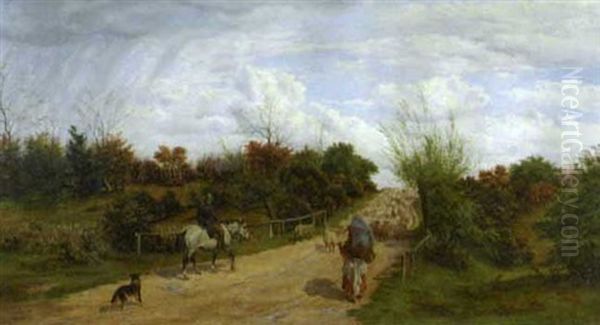 A Road In Epping Forest (in Collaboration With Basil Bradley) Oil Painting by Francis M. Trappes