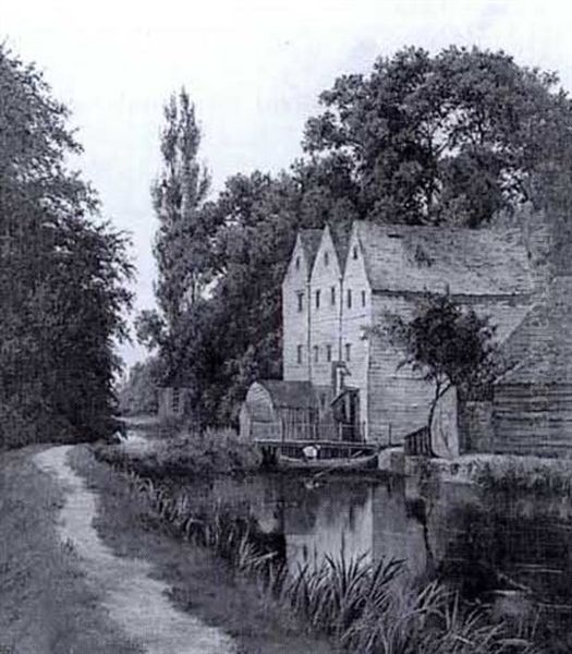 Godmanchester Mill Oil Painting by Francis M. Trappes