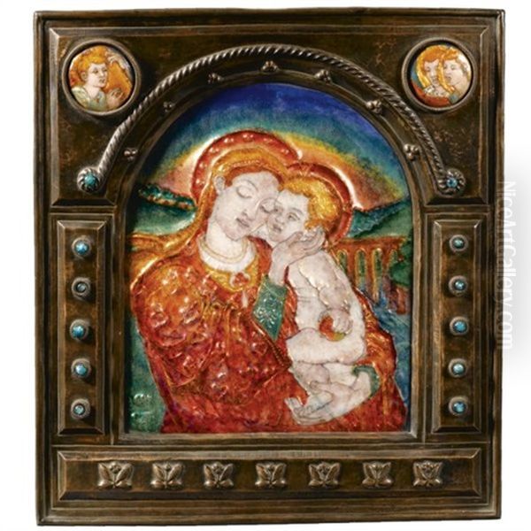 Motherhood (+2 Others; 3 Works) Oil Painting by Phoebe Anna Traquair