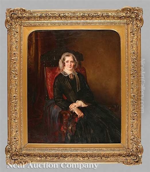 Portrait Of An English Lady At Mere Hall (bolton, Manchester) Oil Painting by Carl Friedrich Wilhelm Trautschold