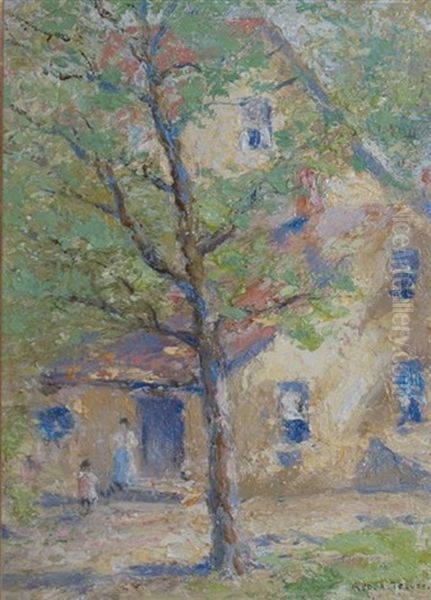 House And Tree Oil Painting by George A. Traver