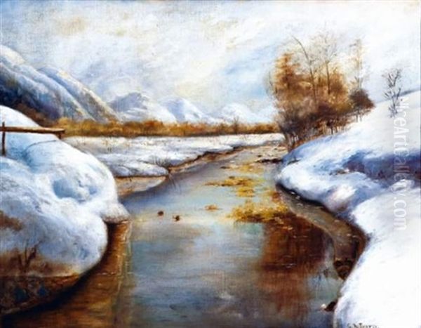 Ruisseau Dans La Neige Oil Painting by George A. Traver