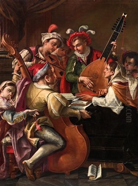 A Concert Oil Painting by Gaspare Traversi