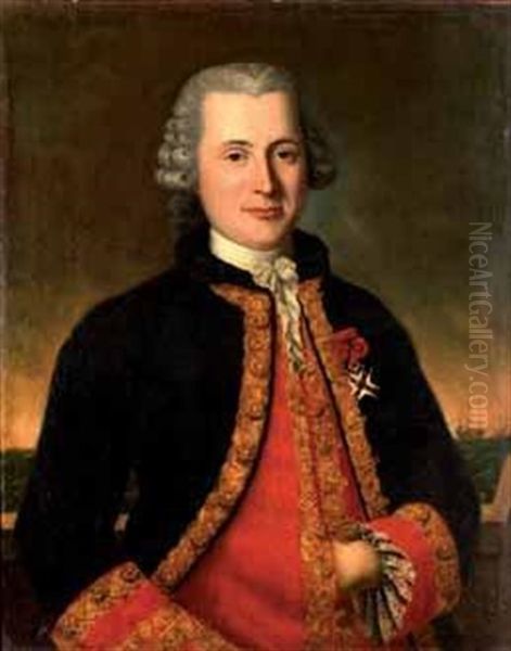 Portrait De Gentilhomme Au Gilet Rouge Oil Painting by Gaspare Traversi