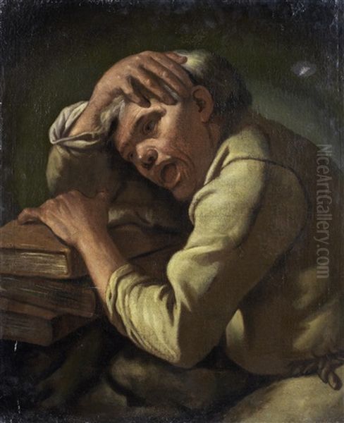 A Philosopher, Possibly Heraclitus, The Weeping Philosopher Oil Painting by Gaspare Traversi