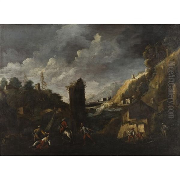 Paysage Avec Des Pecheurs Oil Painting by Antonio Travi