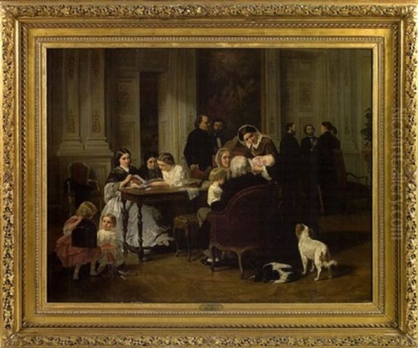 Reunion De Famille Oil Painting by Jean-Baptiste Jules Trayer