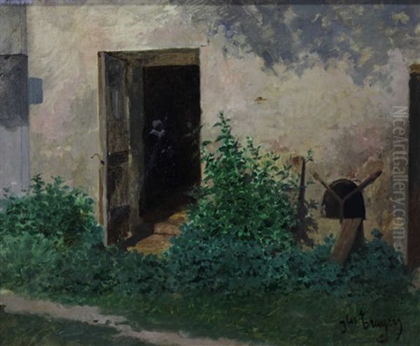 La Porte Ouverte Oil Painting by Jules Trayer