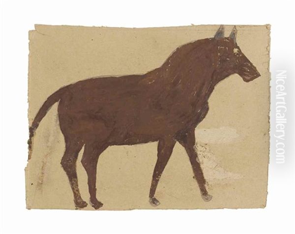 Brown Horse Oil Painting by Bill Traylor