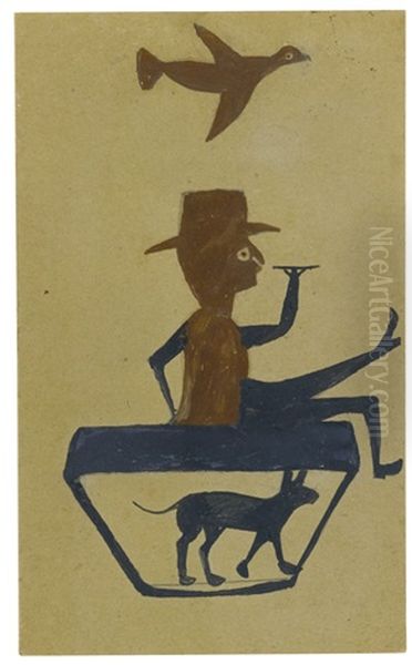 Construction With Man Smoking by Bill Traylor