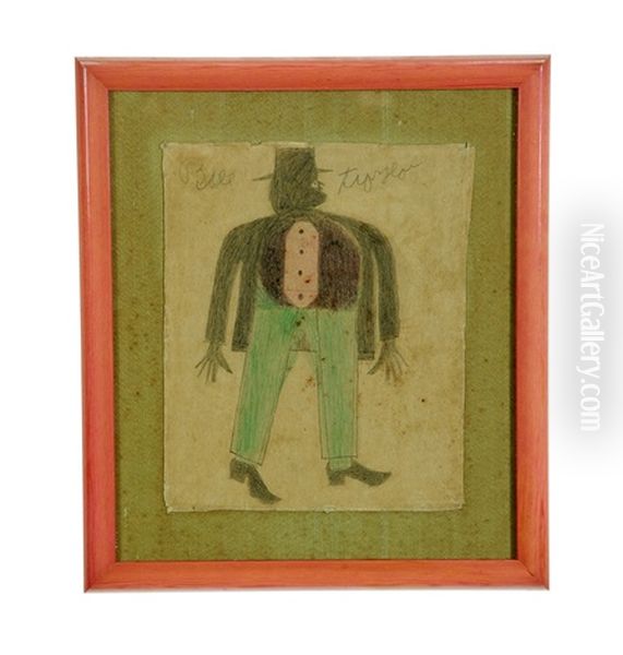 Portrait Of A Man Oil Painting by Bill Traylor