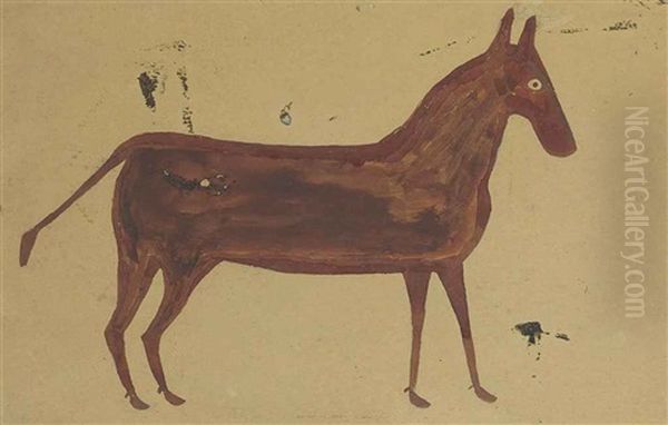 Brown Mule Oil Painting by Bill Traylor