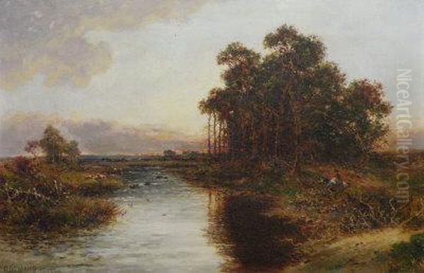 Autumn Evening On The River Severn Oil Painting by Carl Brennir