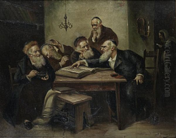 Talmudic Discussion by Maurycy Trebacz