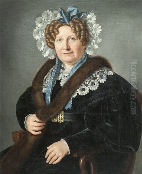 Ritratto Di Elena Von Heinzelmann Oil Painting by Giacomo Trecourt