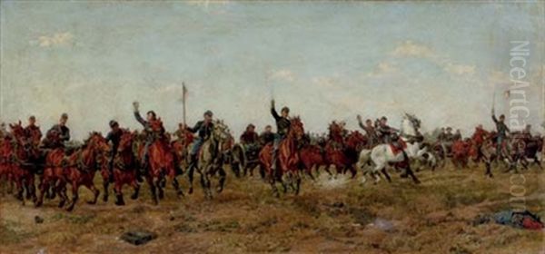 Cavalry Charge Of The Union Army Oil Painting by William Brooke Thomas Trego