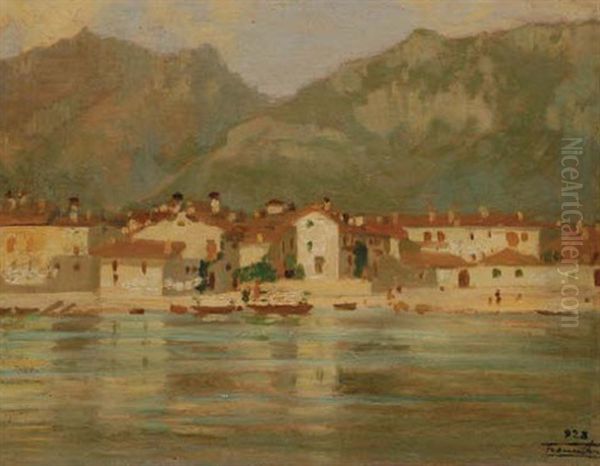 Lago Alpino Oil Painting by Severino Tremator