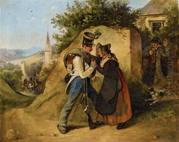 Abschied Des Rekruten Von Der Mutter Oil Painting by Johann Friedrich Treml