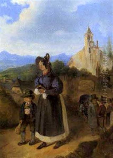 Am Heimweg Vom Kirchgang Oil Painting by Johann Friedrich Treml