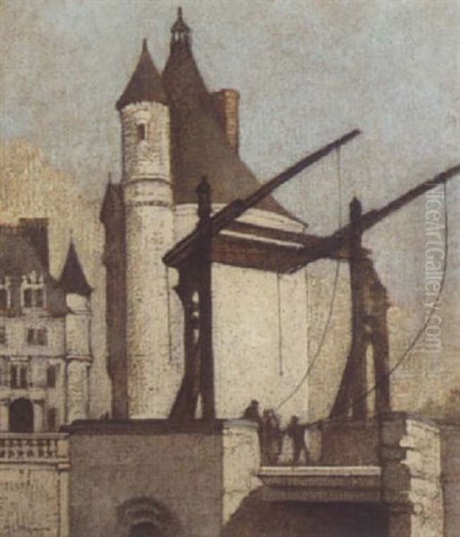 Chateau And Drawbridge Oil Painting by Marianne Lucy Le Poer Trench