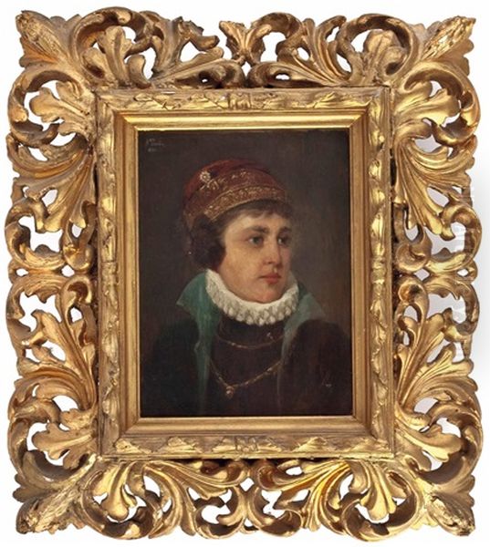 Bildnis Einer Dame In Historischer Kleidung Oil Painting by Angelo Trentin