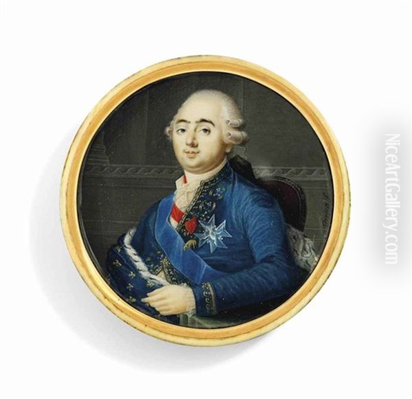 Louis Xvi (1754-1793), King Of France, In Gold-embroidered Blue Coat Oil Painting by Giuseppe Tresca