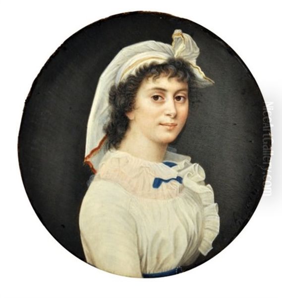 Portrait De Femme En Robe Blanche Oil Painting by Giuseppe Tresca