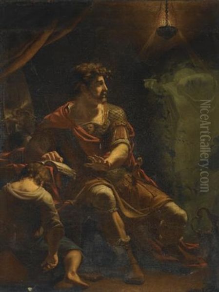 Brutus Disturbed By The Ghost Of Caesar (from Shakespeare's Julius Caesar, Act Iv, Scene Iii) Oil Painting by Henry Tresham