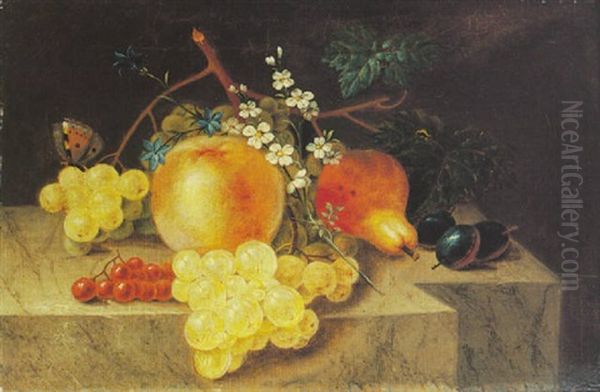 Fruchtestilleben Mit Hellen Trauben (+ Fruchtestilleben Mit Dunklen Trauben; Pair) Oil Painting by Catharina Treu