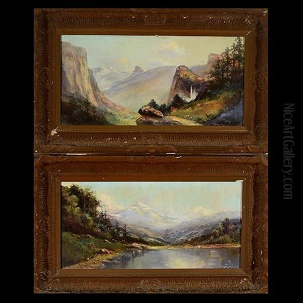 Mount Hood; Yosemite Valley (2 Works) Oil Painting by Richard de Treville