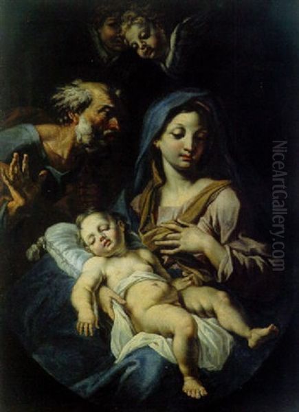 Die Heilige Familie Oil Painting by Angelo Barbieri Trevisani