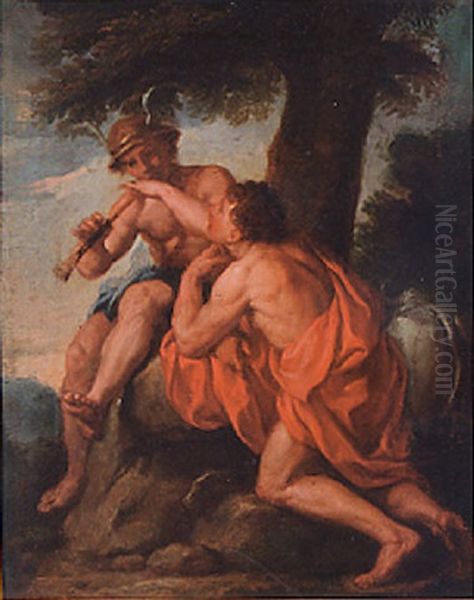 Mercury And Argos Oil Painting by Angelo Barbieri Trevisani